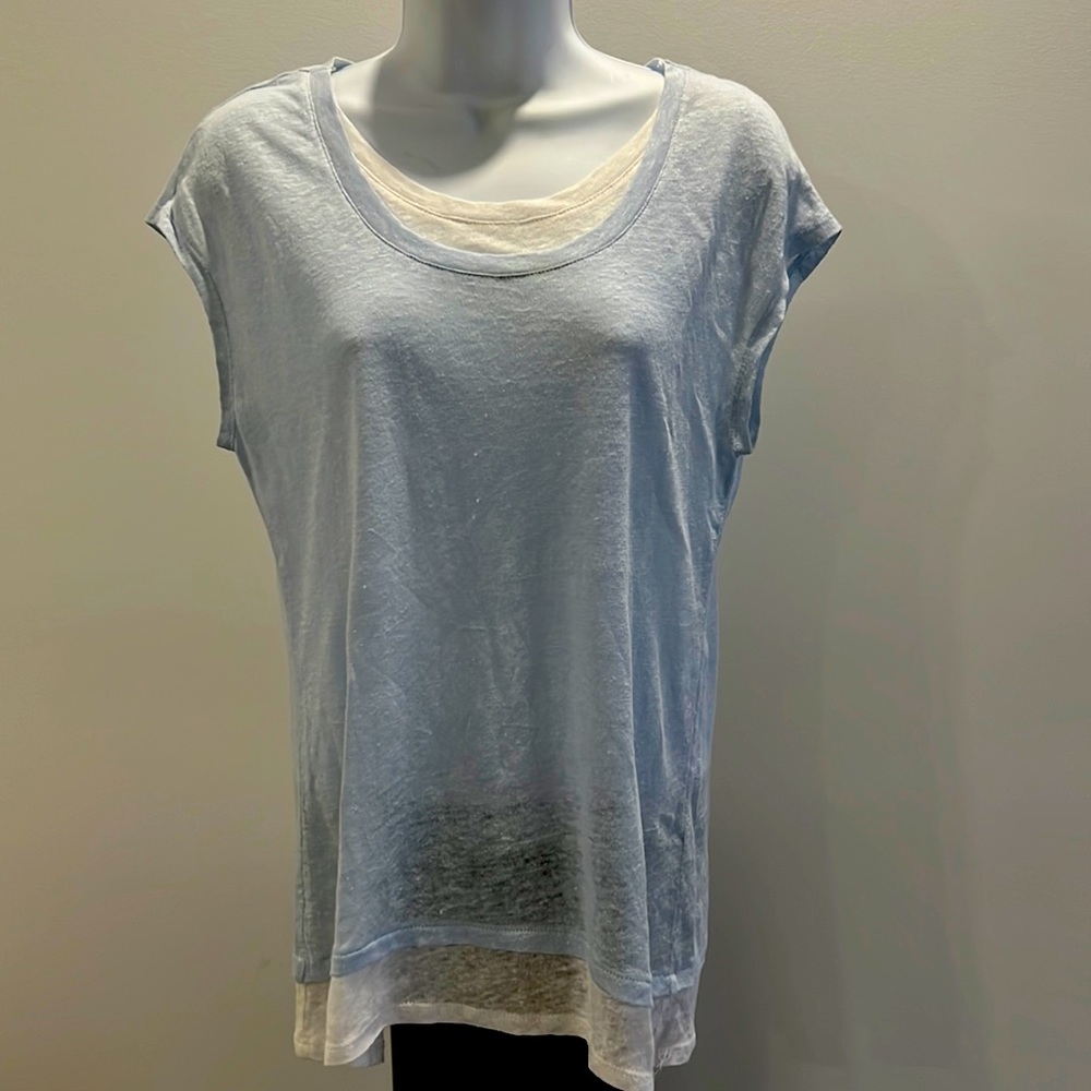 Never worn Light blue and white Vince Camuto t shirt